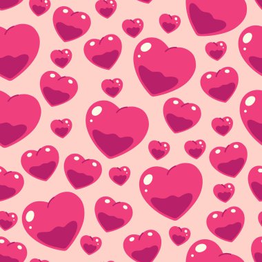 Kırmızı kalpli basit, pürüzsüz bir desen. Vektör resmi.