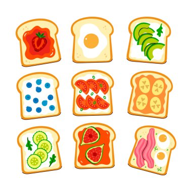 Farklı kadehler ve farklı dolgular. Vektör resmi.