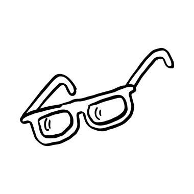 Gözlük karalama ikonu. Güneş gözlükleri beyaz arkaplanda izole edilmiş. Vektör illüstrasyonu