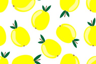 Yeşil elma deseni. Yeşil elmalı, kusursuz dekoratif bir arka plan. Parlak yaz tasarımı. Vektör illüstrasyonu