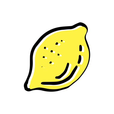 Sarı limon karalama çizimi. El çizimi. Vektör illüstrasyonu