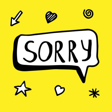 Üzgün konuşma balonunun karalama vektör çizimi. Siyah çizgili ve beyaz renkli. Vektör illüstrasyonu