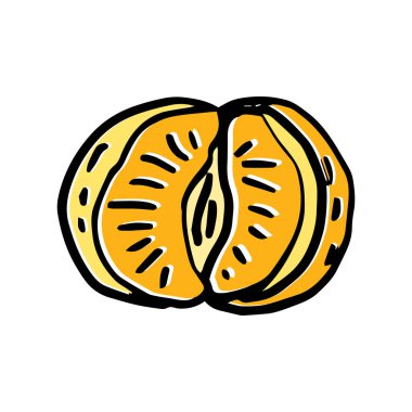 El çizimi eskiz. Mandalinalar beyaz arka planda izole edilmiş. Vektör illüstrasyonu