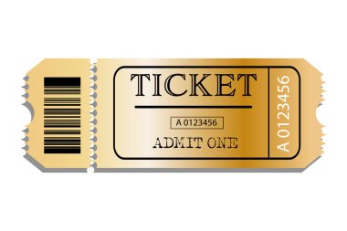 Vector ticket for Cinema, theater, concert, movie, performance, party, event festival. Realistic gold vip ticket template. Vector illustration clipart