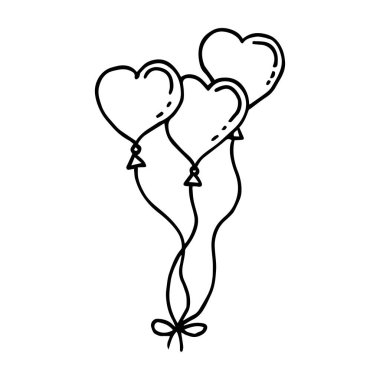 Siyah ve beyaz üç kalp şeklinde balonlar. Yüksek kalite fotoğraf