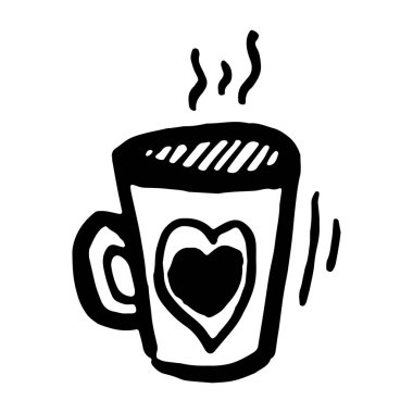 Çay ya da kahve fincanı vektör karalama el çizimi çizimi çizimi. Vektör illüstrasyonu