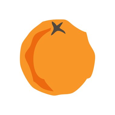 Flat hand drawn orange. Vector illustration isolated on white background. Vector illustration