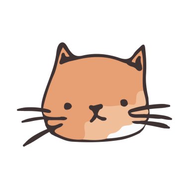 Cute cat face cartoon character sketch vector illustration, print design, children print on t-shirt girl or boy. Vector illustration