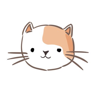 Cute cat face cartoon character sketch vector illustration, print design, children print on t-shirt girl or boy. Vector illustration