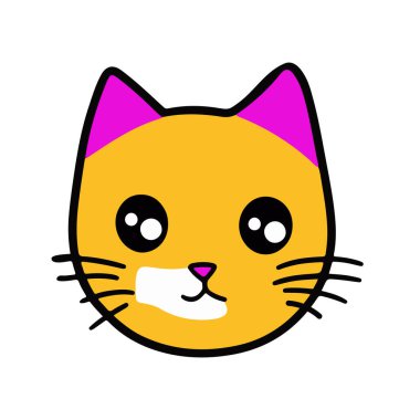 Cute Cat Face Vector Illustration Vector Design. Print for children clothing, textile, card, poster for children room. Vector illustration in flat cartoon style. White background. Vector illustration