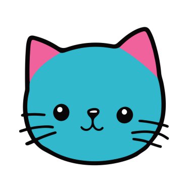 Cute Cat Face Vector Illustration Vector Design. Print for children clothing, textile, card, poster for children room. Vector illustration in flat cartoon style. White background. Vector illustration