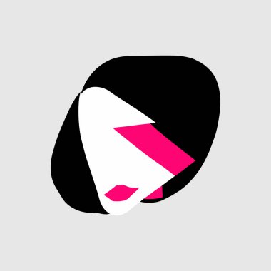 Modern illustration woman face abstract shapes with hairstyle, portrait in minimalistic flat style. Female art poster. Elegant lady art in colors. Vector illustration
