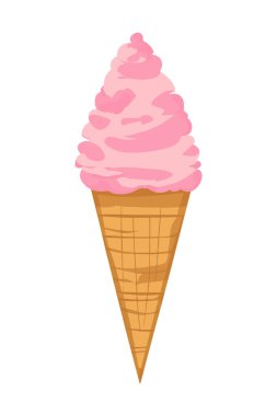 Ice cream in cartoon style, pink color isolated on white. Vector illustration