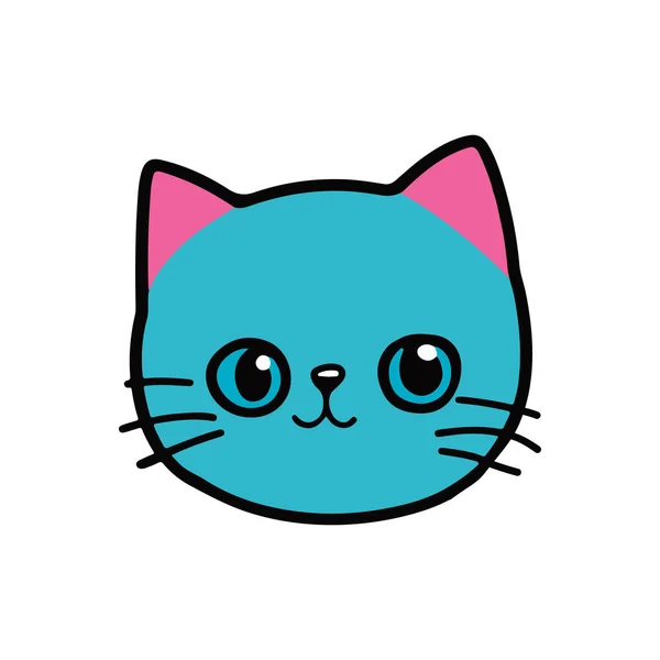 Cat Face Cute Kitten Face Line Icon Vector Illustration Isolated — Vetor de Stock