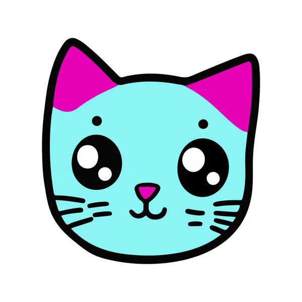 Cat Face Cute Kitten Face Line Icon Vector Illustration Isolated — Stock Vector