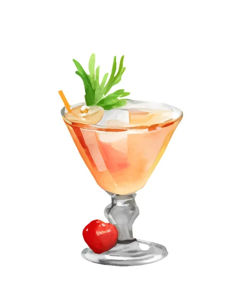 Υδατογραφία Κοκτέιλ Φρούτων Ποτό Για Καλοκαιρινό Πάρτι Δημιουργός Λογότυπου Για — Διανυσματικό Αρχείο