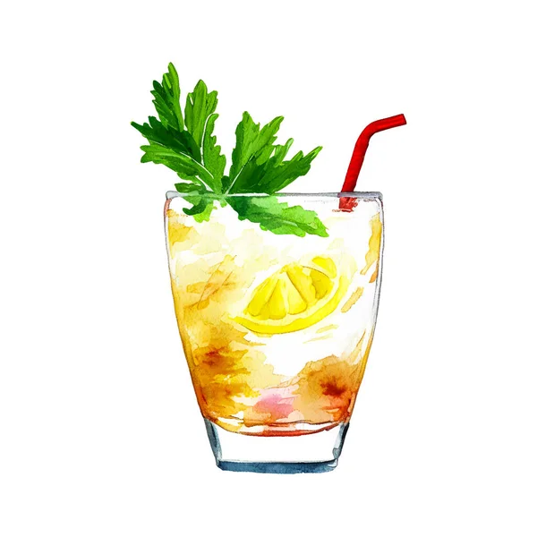Υδατογραφία Κοκτέιλ Φρούτων Ποτό Για Καλοκαιρινό Πάρτι Δημιουργός Λογότυπου Για — Διανυσματικό Αρχείο