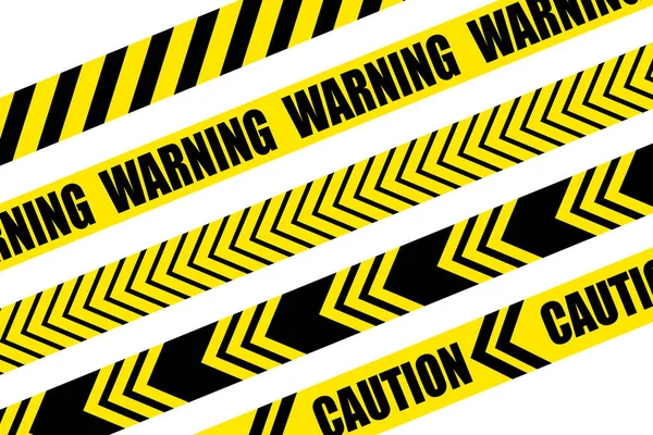 Set Caution Danger Tapes Warning Tape Black Yellow Line Striped — Image vectorielle