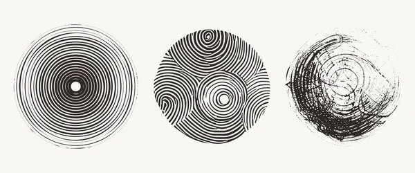 Set Abstrakter Kreisformen Grunge Textur Halbtonige Grafik Design Elemente Vektorillustration — Stockvektor