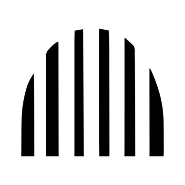 Siyah beyaz çizgili soyut form, tek renkli izometrik küp, vektör. Vektör illüstrasyonu