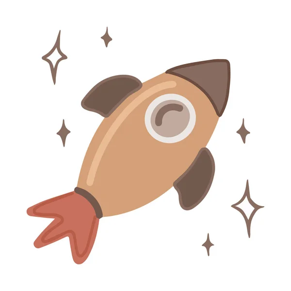 Cute Rocket Cartoon Hand Drawn Vector Illustration Can Used Shirt — Stock Vector