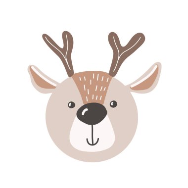 Çizgi film sevimli geyik bebek desenli sanat vektörü. Vektör illüstrasyonu