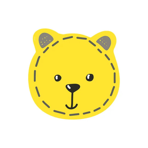 Amarelo Urso Cabeça Bonito Crianças Mão Desenhado Vetor Ilustração Ilustração — Vetor de Stock