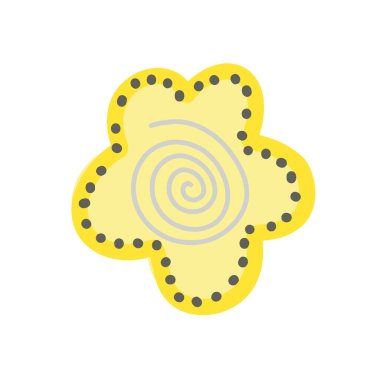 Beyaz arka planda izole edilmiş sarı çiçek, toka sanatı için çiçek sarı turuncu, çocuklar için illüstrasyon sarı çiçek, kart dekorasyonu için basit çiçek. Vektör illüstrasyonu