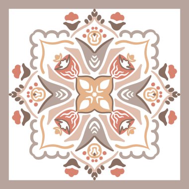 Azulejo döşeme döşemeleri desenli. Soyut geometrik arkaplan. Vektör çizimi, kusursuz Akdeniz deseni. Portekiz fayans zemin azulejo tasarımı. Zemin çimento kiremitleri. Vektör illüstrasyonu