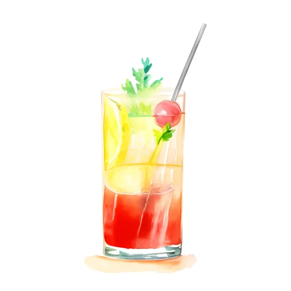 Watercolor Fruit Cocktails Drink Summer Party Logo Creator Cocktails Drink — Vetor de Stock