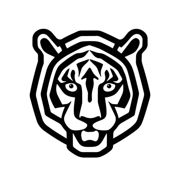Geométrica Animal Tigre Cabeça Fundo Vetor Logotipo Preto Ilustração Vetorial —  Vetores de Stock