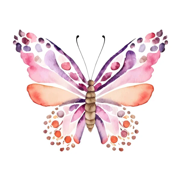 Aquarelle Papillon Coloré Isolé Sur Fond Blanc Illustration Printemps Papillon — Image vectorielle