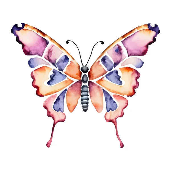 Cyfrowy Obraz Różowy Akwarela Motyl Kliparty Białym Tle Ilustracja Wektora — Wektor stockowy