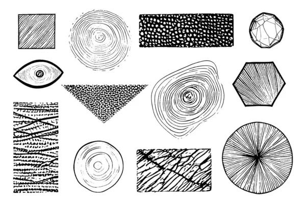 Набір Абстрактних Елементів Декору Чорна Лінія Фігура Кола Ізольовані Білому — стоковий вектор