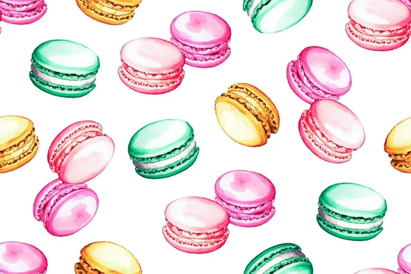 stock vector watercolor macaroon seamless pattern, vector isolated on white background. Vector illustration