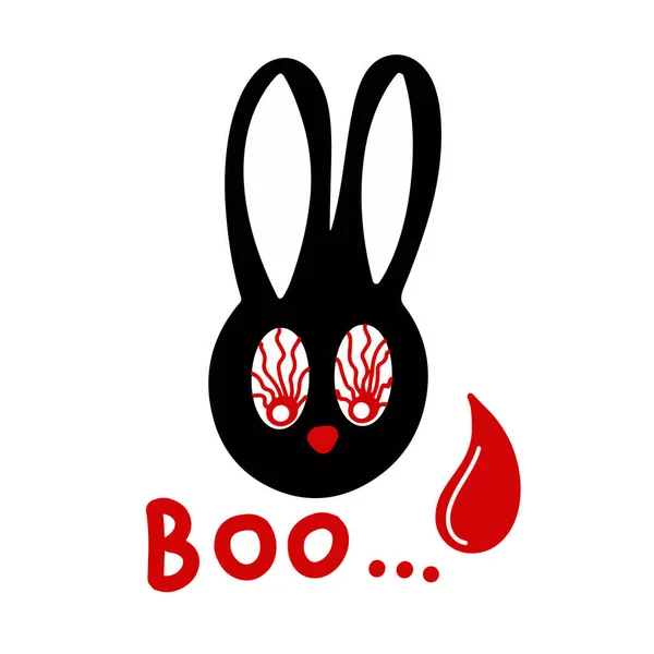 Креативный Странный Кролик Красными Глазами Буквами Кролик Вампир Волшебная Иллюстрация — стоковый вектор