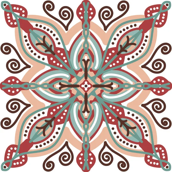 Ceramic Tile Pattern Ethnic Folk Ornament Mexican Talavera Portuguese Azulejo — Stock Vector