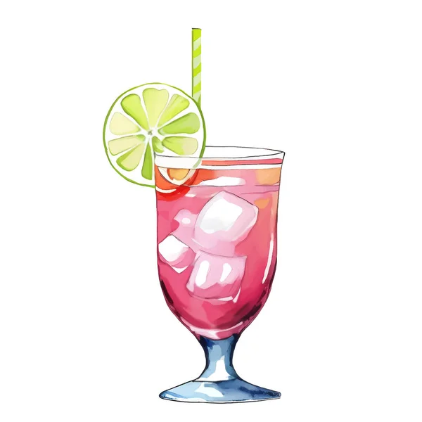 Bebida Cócteles Frutas Acuarela Para Fiesta Verano Ilustración Dibujada Mano — Vector de stock