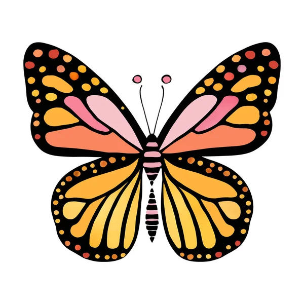 Monarchfalter Handgezeichnete Vektorillustration Vektorillustration — Stockvektor
