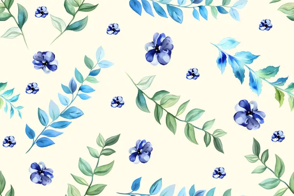 Blommigt Sömlöst Mönster Med Handritade Akvarellörter Och Blommor Lagerillustration Vektorillustration — Stock vektor