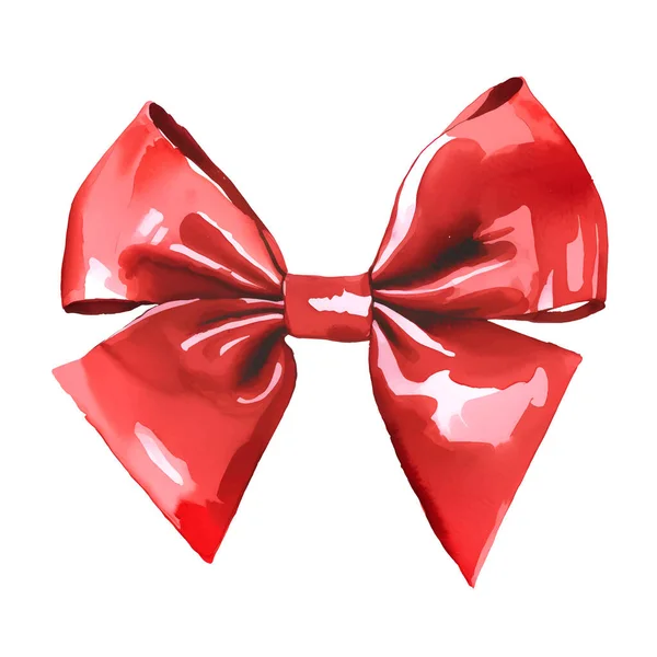 白を基調とした赤い弓の水彩画 ベクターイラスト — ストックベクタ