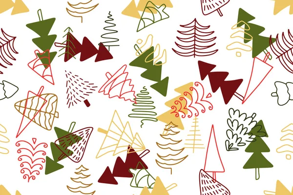 シームレスなクリスマスツリーパターン シンプルな子供たちはテキスタイルプリントを設計します ベクターイラスト — ストックベクタ
