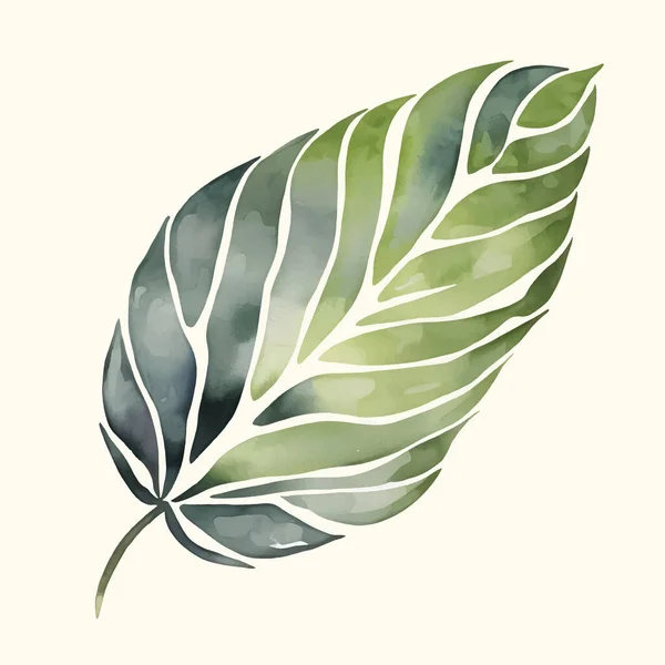 Aquarelle Peinture Feuille Palmier Tropical Illustration Peinte Main Feuille Verte — Image vectorielle