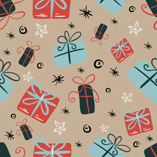 Niedliche Geschenkschachteln Nahtloses Muster Vector Bunten Festlichen Hintergrund Mit Geschenkschachteln — Stockvektor