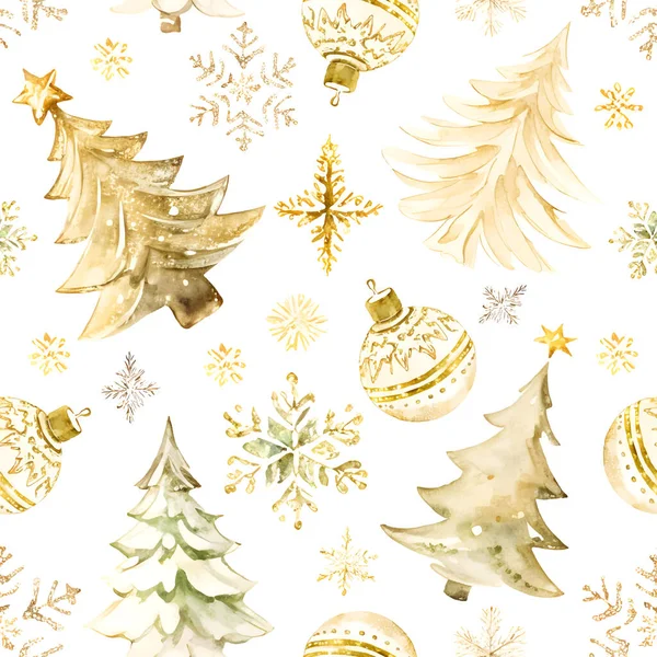 Υδατογραφία Χέρι Που Χωρίς Ραφή Μοτίβο Λαμπερό Χρυσό Glitter Χριστουγεννιάτικο — Διανυσματικό Αρχείο