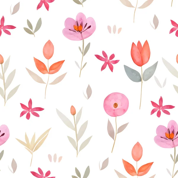Patrón Floral Inconsútil Colorido Con Flores Hojas Abstractas Ilustración Vectorial — Archivo Imágenes Vectoriales