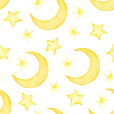 Tatlı suluboya lekeler ve yıIdızlar çocuklar kusursuz desenler. Vektör illüstrasyonu