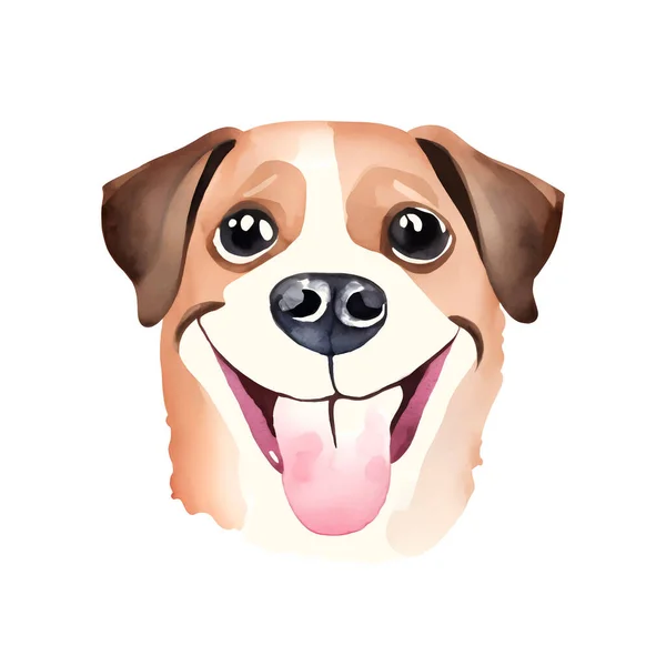 Cute Dog Watercolor Vector Portrait Vector Illustration — Stock Vector