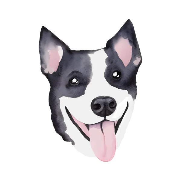 Cute Dog Portrait Watercolor Head Vector Vector Illustration — Stock Vector