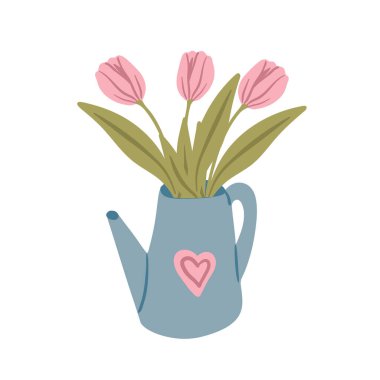 Sulamada bahar laleleri karikatür illüstrasyonuna yol açabilir. Vektör illüstrasyonu